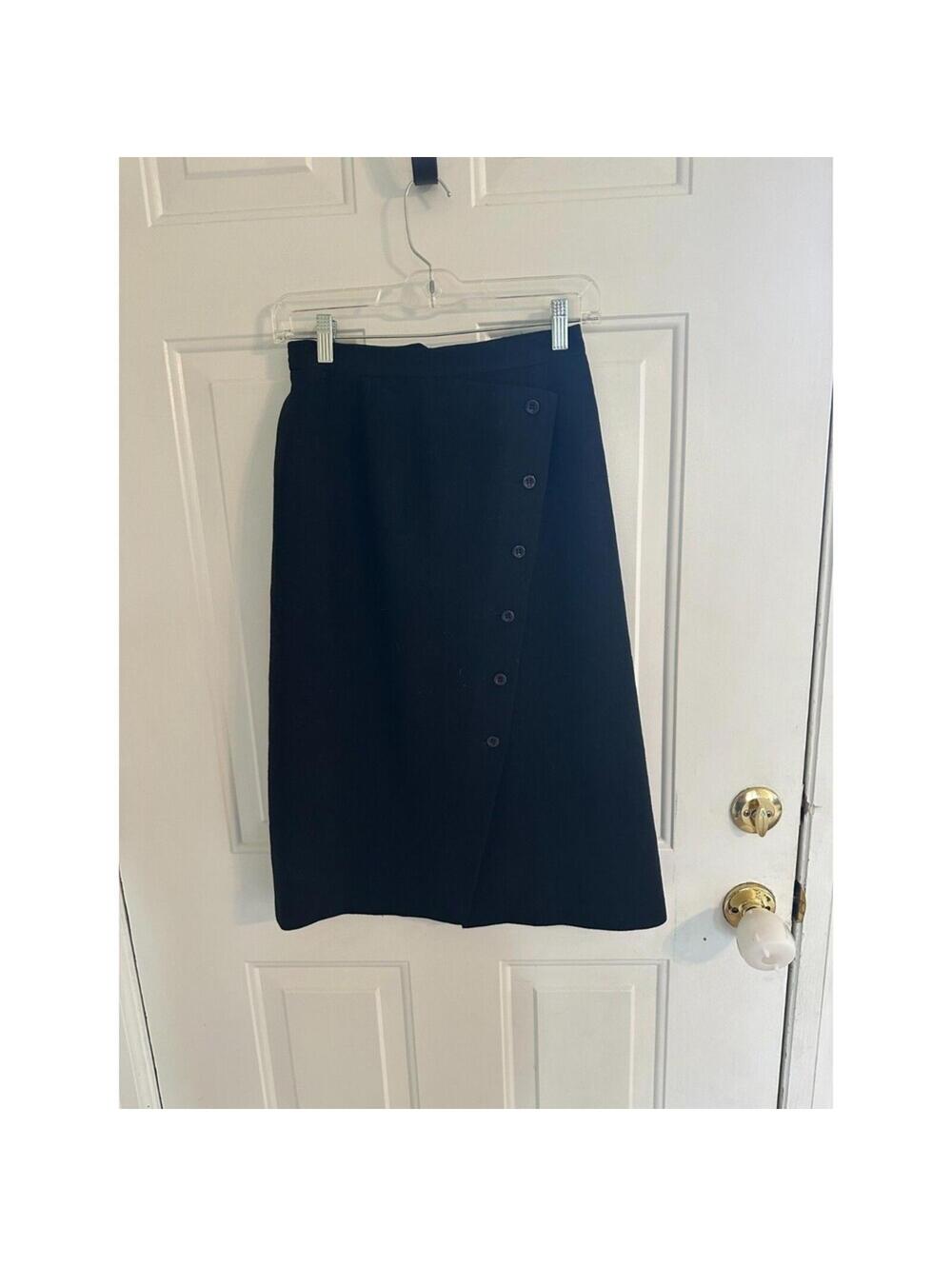 Pauline Paris Vintage Black Button A-Line Skirt FR 38